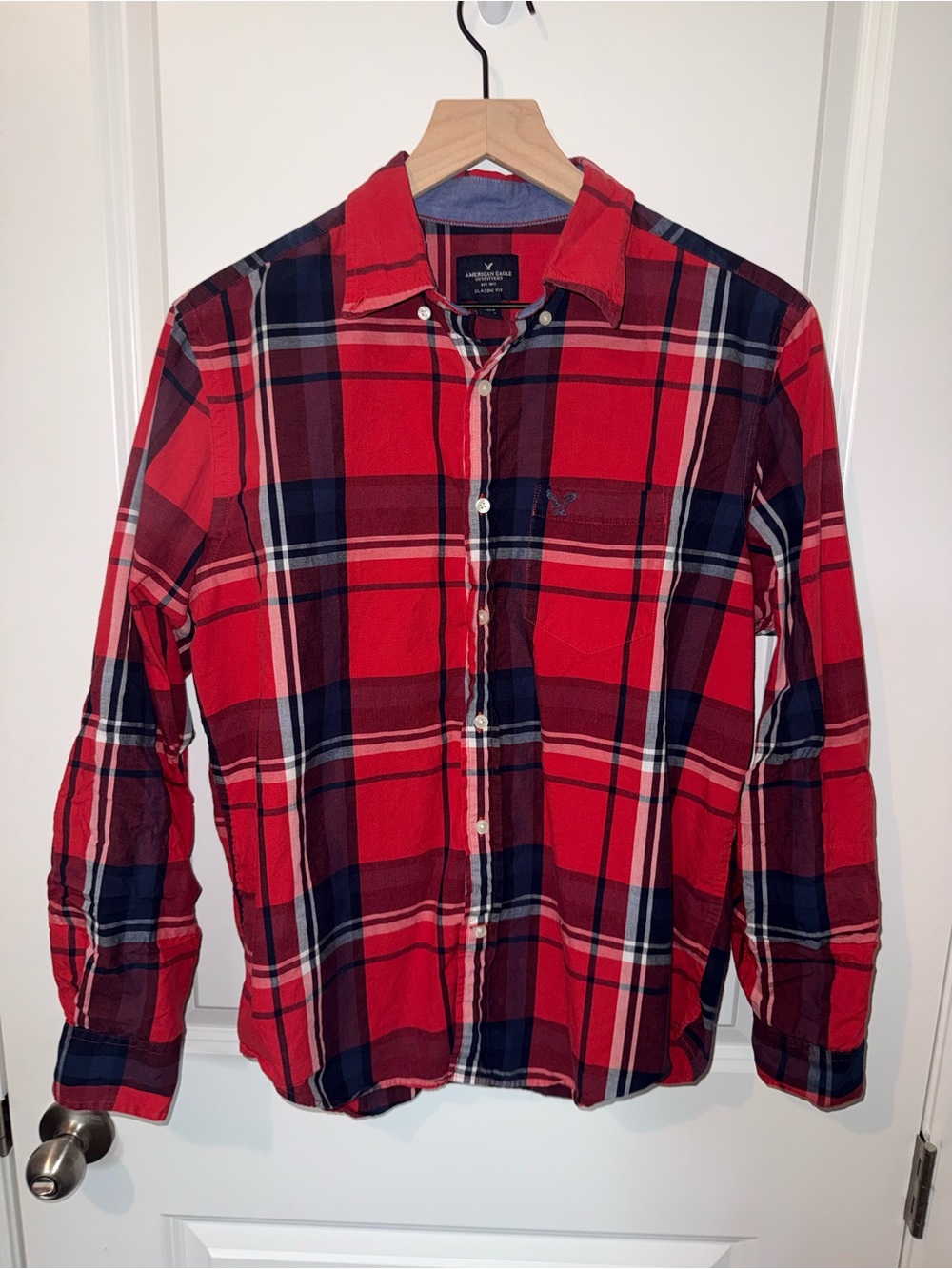 American Eagle Outfitters Red Plaid Lightweight Shirt Jacket
